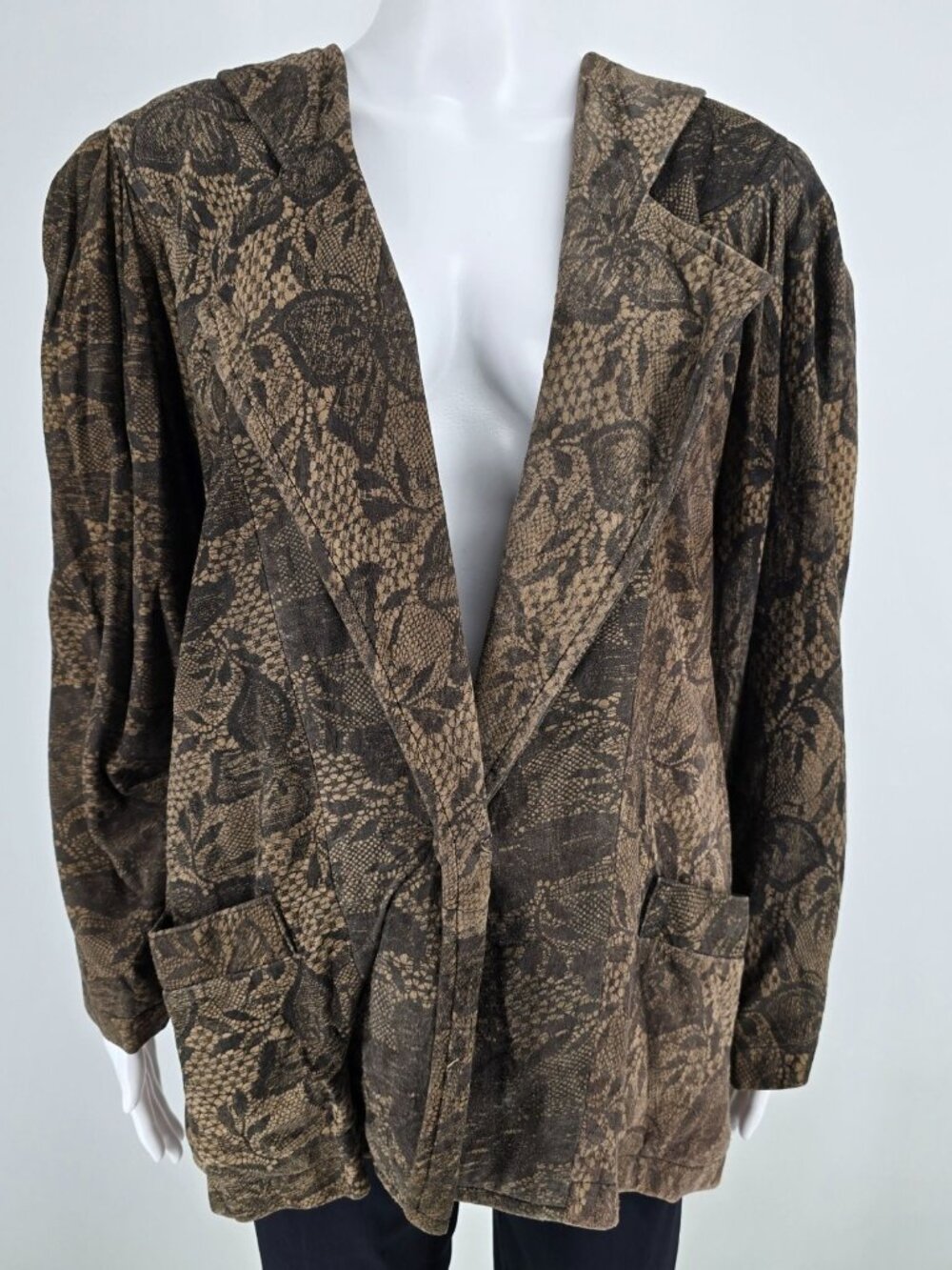 Vintage 1980s Christian Lauren Butterfly Pattern Oversized Blazer Jacket (M)
